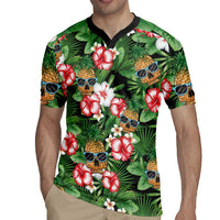 Pineapple Skull Aloha Hawaii Rugby Jersey Summer Vibes Tropical Seamless Pattern LT14 - Polynesian Pride