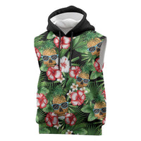 Pineapple Skull Aloha Hawaii Sleeveless Hoodie Summer Vibes Tropical Seamless Pattern LT14 Black - Polynesian Pride
