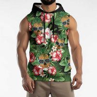 Pineapple Skull Aloha Hawaii Sleeveless Hoodie Summer Vibes Tropical Seamless Pattern LT14 - Polynesian Pride