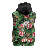 Pineapple Skull Aloha Hawaii Sleeveless Zip Hoodie Summer Vibes Tropical Seamless Pattern LT14 - Polynesian Pride