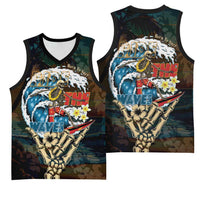 Aloha Hawaii Surfing Skull Basketball Jersey Shaka Skeleton Ride The Waves LT14 - Polynesian Pride