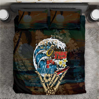 Aloha Hawaii Surfing Skull Bedding Set Shaka Skeleton Ride The Waves - Polynesian Pride
