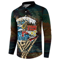 Aloha Hawaii Surfing Skull Button Sweatshirt Shaka Skeleton Ride The Waves LT14 - Polynesian Pride