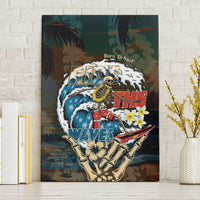 Aloha Hawaii Surfing Skull Canvas Wall Art Shaka Skeleton Ride The Waves LT14 Without Frame Black - Polynesian Pride