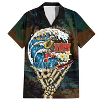 Aloha Hawaii Surfing Skull Family Matching Puletasi and Hawaiian Shirt Shaka Skeleton Ride The Waves LT14 Dad's Shirt - Short Sleeve Black - Polynesian Pride