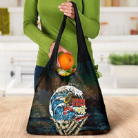 Aloha Hawaii Surfing Skull Grocery Bag Shaka Skeleton Ride The Waves LT14 - Polynesian Pride