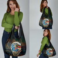 Aloha Hawaii Surfing Skull Grocery Bag Shaka Skeleton Ride The Waves LT14 - Polynesian Pride