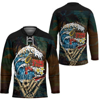 Aloha Hawaii Surfing Skull Hockey Jersey Shaka Skeleton Ride The Waves - Polynesian Pride