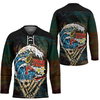 Aloha Hawaii Surfing Skull Hockey Jersey Shaka Skeleton Ride The Waves LT14 - Polynesian Pride