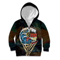 Aloha Hawaii Surfing Skull Kid Hoodie Shaka Skeleton Ride The Waves LT14 Zip Hoodie Black - Polynesian Pride