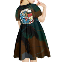 Aloha Hawaii Surfing Skull Kid Short Sleeve Dress Shaka Skeleton Ride The Waves - Polynesian Pride
