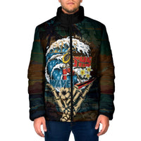 Aloha Hawaii Surfing Skull Padded Jacket Shaka Skeleton Ride The Waves LT14 Men Black - Polynesian Pride