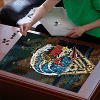 Aloha Hawaii Surfing Skull Puzzle Shaka Skeleton Ride The Waves LT14 - Polynesian Pride