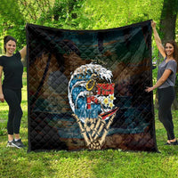 Aloha Hawaii Surfing Skull Quilt Shaka Skeleton Ride The Waves - Polynesian Pride