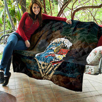 Aloha Hawaii Surfing Skull Quilt Shaka Skeleton Ride The Waves - Polynesian Pride