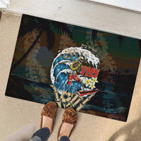 Aloha Hawaii Surfing Skull Rubber Doormat Shaka Skeleton Ride The Waves LT14 - Polynesian Pride