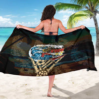Aloha Hawaii Surfing Skull Sarong Shaka Skeleton Ride The Waves - Polynesian Pride