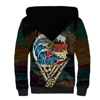 Aloha Hawaii Surfing Skull Sherpa Hoodie Shaka Skeleton Ride The Waves LT14 - Polynesian Pride