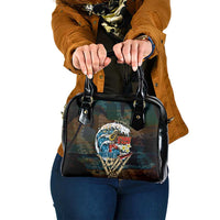Aloha Hawaii Surfing Skull Shoulder Handbag Shaka Skeleton Ride The Waves LT14 One Size Black - Polynesian Pride