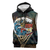 Aloha Hawaii Surfing Skull Sleeveless Hoodie Shaka Skeleton Ride The Waves LT14 Black - Polynesian Pride