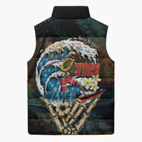 Aloha Hawaii Surfing Skull Sleeveless Puffer Jacket Shaka Skeleton Ride The Waves LT14 - Polynesian Pride