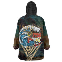 Aloha Hawaii Surfing Skull Wearable Blanket Hoodie Shaka Skeleton Ride The Waves LT14 - Polynesian Pride