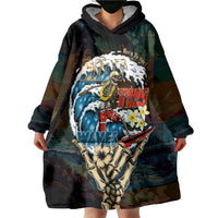Aloha Hawaii Surfing Skull Wearable Blanket Hoodie Shaka Skeleton Ride The Waves LT14 - Polynesian Pride