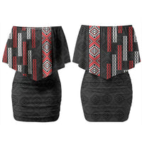 Roimata Toroa Maori Taniko Inspired New Zealand Couples Matching Off Shoulder Short Dress and Long Sleeve Button Shirt LT14 - Polynesian Pride