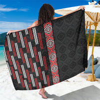 Roimata Toroa Maori Taniko Inspired New Zealand Sarong LT14 One Size 44 x 66 inches Black - Polynesian Pride