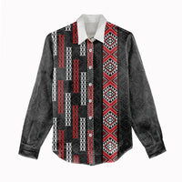 Roimata Toroa Maori Taniko Inspired New Zealand Women Casual Shirt LT14 - Polynesian Pride