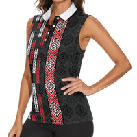 Roimata Toroa Maori Taniko Inspired New Zealand Women Sleeveless Polo Shirt LT14 - Polynesian Pride
