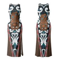 New Zealand Whakairo Couples Matching Tank Maxi Dress and Hawaiian Shirt Tiki Maori Carving Taniko Motifs LT14 - Polynesian Pride