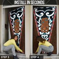 New Zealand Whakairo Door Cover Tiki Maori Carving Taniko Motifs LT14 - Polynesian Pride