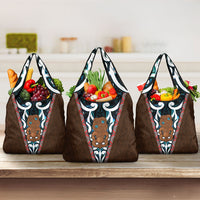 New Zealand Whakairo Grocery Bag Tiki Maori Carving Taniko Motifs LT14 3-pack One Size Multicolor - Polynesian Pride