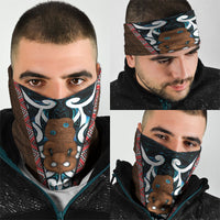New Zealand Whakairo Neck Gaiter Tiki Maori Carving Taniko Motifs LT14 - Polynesian Pride