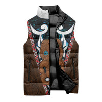 New Zealand Whakairo Sleeveless Puffer Jacket Tiki Maori Carving Taniko Motifs LT14 - Polynesian Pride