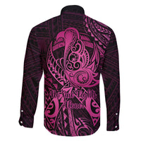 Polynesia Breast Cancer Awareness Family Matching Tank Maxi Dress and Hawaiian Shirt No One Fights Alone Pink Ribbon With Butterfly LT14 - Polynesian Pride