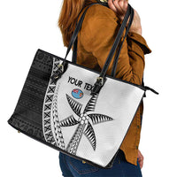 Custom Fiji Rugby Leather Tote Bag Go Champions Fijian Tapa Cloth LT14 - Polynesian Pride