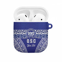 Personalised Queen Salote College AirPods Case Kolisi Fefine 100th Anniversary Kupesi Blue LT14 Blue - Polynesian Pride