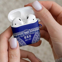 Personalised Queen Salote College AirPods Case Kolisi Fefine 100th Anniversary Kupesi Blue LT14 - Polynesian Pride
