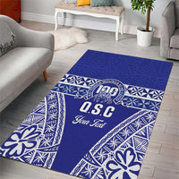 Personalised Queen Salote College Area Rug Kolisi Fefine 100th Anniversary Kupesi Blue - Polynesian Pride