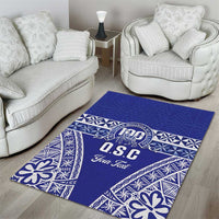Personalised Queen Salote College Area Rug Kolisi Fefine 100th Anniversary Kupesi Blue - Polynesian Pride