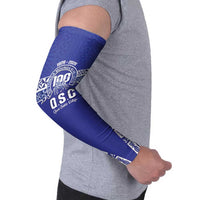 Personalised Queen Salote College Arm Sleeves Kolisi Fefine 100th Anniversary Kupesi Blue - Polynesian Pride