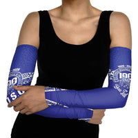 Personalised Queen Salote College Arm Sleeves Kolisi Fefine 100th Anniversary Kupesi Blue - Polynesian Pride