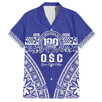 Personalised Queen Salote College Family Matching Long Sleeve Bodycon Dress and Hawaiian Shirt Kolisi Fefine 100th Anniversary Kupesi Blue - Polynesian Pride
