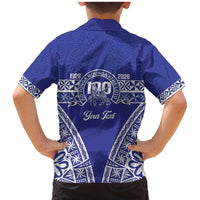 Personalised Queen Salote College Family Matching Mermaid Dress and Hawaiian Shirt Kolisi Fefine 100th Anniversary Kupesi Blue - Polynesian Pride