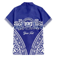 Personalised Queen Salote College Family Matching Summer Maxi Dress and Hawaiian Shirt Kolisi Fefine 100th Anniversary Kupesi Blue - Polynesian Pride