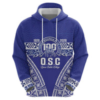 Personalised Queen Salote College Hoodie Kolisi Fefine 100th Anniversary Kupesi Blue - Polynesian Pride