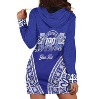 Personalised Queen Salote College Hoodie Dress Kolisi Fefine 100th Anniversary Kupesi Blue - Polynesian Pride