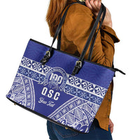 Personalised Queen Salote College Leather Tote Bag Kolisi Fefine 100th Anniversary Kupesi Blue - Polynesian Pride